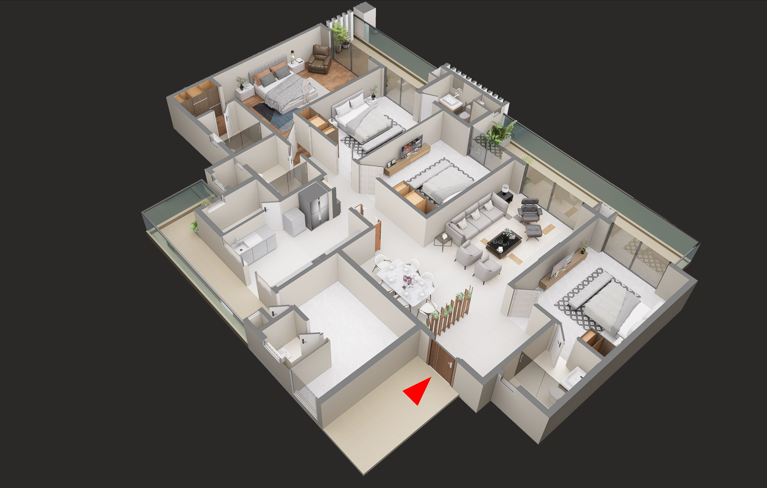 4 BHK + STUDY Floor Plan